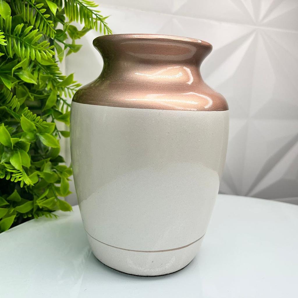 Vaso centro de mesa cobre de cerâmica trabalhado moderno - 4