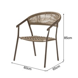 Cadeira Duda com Braço em Aluminio e Corda Nautica Bege - 3