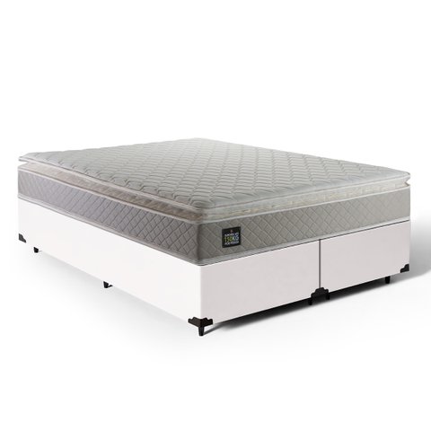 Cama Box Queen com Colchão de Espuma D45 Strong One Face Branco