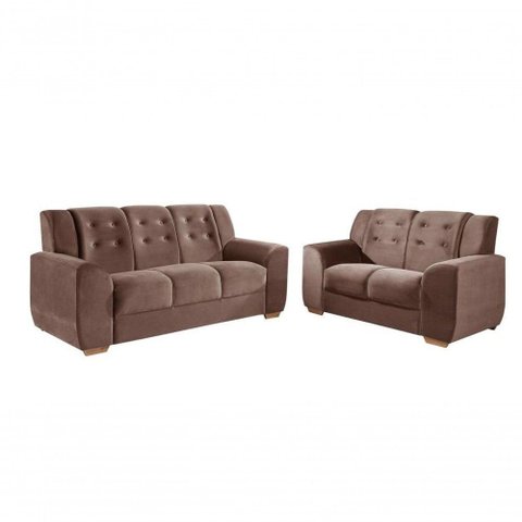 Conjunto de Sofá Porto Real 5 Lugares 156cm Marrom Top Estofados