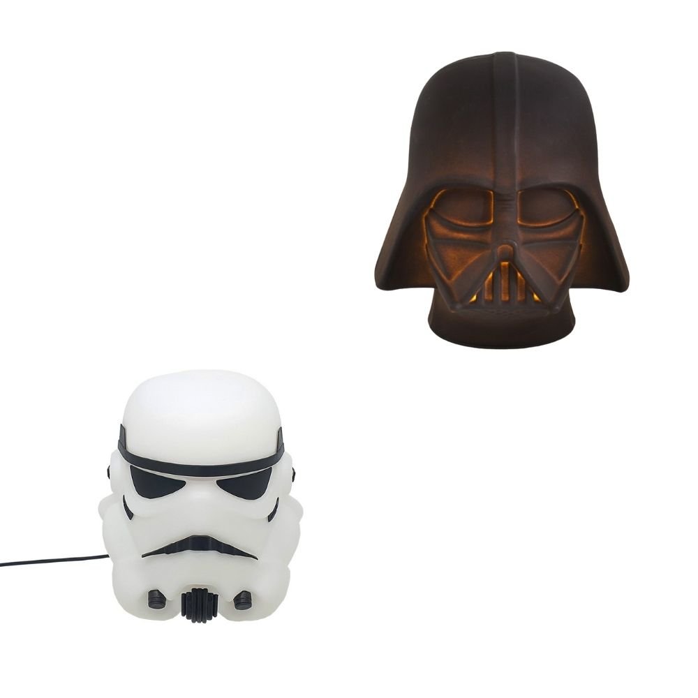 Kit Luminárias Abajur Darth Vader e Stormtrooper Personagem Star Wars Disney Presente Geek