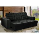 Ver imagem 2 de Sofá 3 Lugares Preto Itália Plus 2,00m Retrátil, Reclinável+2 Puffs