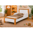 Ver imagem 2 de Mini Cama Infantil Branco e Mel com Laterais de Proteção e Pés em Madeira Maciça 157x78 cm