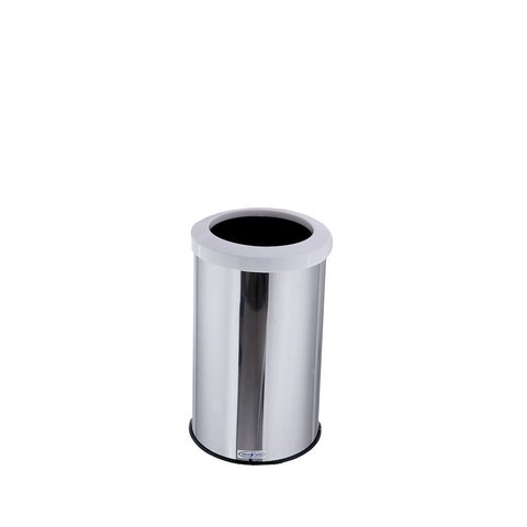 Lixeira Aço Inox Com Aro Plástico Lixo Reciclável Cozinha 20 Litros - Branco