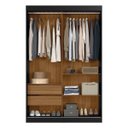 Ver imagem 4 de Guarda-Roupa Solteiro com Espelho 2 Portas de Correr e 2 Gavetas Peônia Yescasa Preto Prime Tx