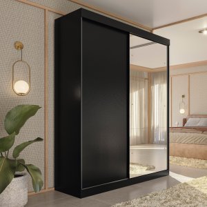 Guarda-Roupa Solteiro 2 Portas de Correr 2 Gavetas e Espelho Peônia Yescasa