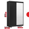 Guarda-Roupa Solteiro com Espelho 2 Portas de Correr e 2 Gavetas Peônia Yescasa Preto Prime TX - 3