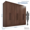 Ver imagem 3 de Guarda-Roupa Casal 6 Portas e 2 Gavetas Safira Marrom/Castanho