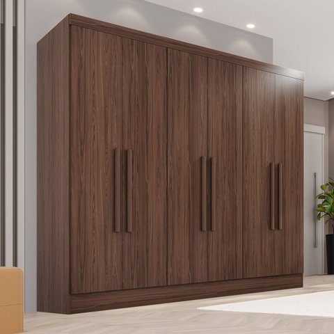 Guarda-Roupa Casal 6 Portas e 2 Gavetas Safira Marrom/Castanho
