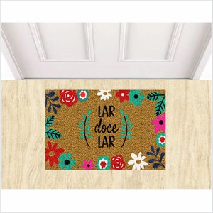 TAPETE LAR DOCE LAR, COM FLORES, PARA QUARTO SALA, VARANDA.