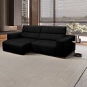 Ver imagem 1 de Sofá Decorativo Barbosa 3 Lugares Sala de Estar 250cm Reclinável e Retrátil Couro Preto G88 - Gran B
