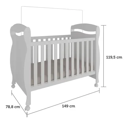 Berço Americano Moveis Peroba Junior minicama Branco - 6