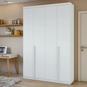 Ver imagem 1 de Guarda Roupa Solteiro 4 Portas 2 Gavetas MDF Alonzo 153.5cm Branco