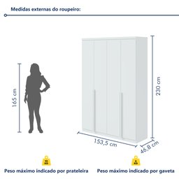 Guarda-roupa Solteiro 4 Portas 2 Gavetas Alonzo 100% MDF - 10