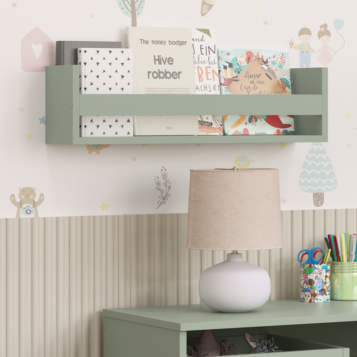 Prateleira para Livros Infantil em Mdf Plancasa:verde Jade - 2