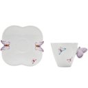 Ver imagem 3 de Jogo 4 Xicaras de Chá Porcelana com Pires Borboletas 200ml Wolff