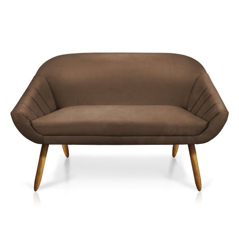Namoradeira Giovana 02 Lugares Suede Pés Palito Castanho - D’Rossi - Marrom