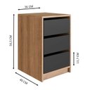 Ver imagem 3 de Kit 2 Gaveteiros para Escritorio 36 Cm 3 Gavetas P1045 Mell Grafite Pp Milani Store