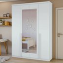 Ver imagem 1 de Guarda Roupa Solteiro 4 Portas 2 Gavetas com Espelho MDF Alonzo 153.5cm Branco
