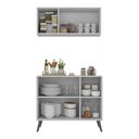 Ver imagem 4 de Kit Armário de Cozinha Aéreo e Balcão 3 Portas Retrô Multimóveis Mp2168 Branco/preto