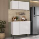 Ver imagem 1 de Kit Armário de Cozinha Aéreo e Balcão 3 Portas Retrô Multimóveis Mp2168 Branco/preto