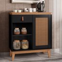 Ver imagem 1 de Aparador Cantinho do Café Célia Efeito Palha Preto Noce