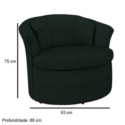 Kit 2 Poltronas Decorativas Sala de Estar 93cm Redonda Rubia M22 Veludo Verde - Mpozenato - 4
