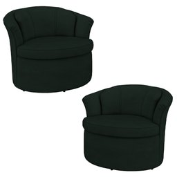 Kit 2 Poltronas Decorativas Sala de Estar 93cm Redonda Rubia M22 Veludo Verde - Mpozenato - 1