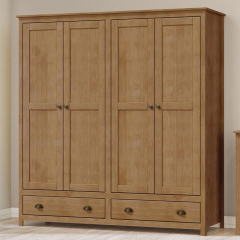 Guarda Roupa Casal 4 Portas 2 Gavetas Madeira Maciça Mazzaro F06 Freijó - Lyam Decor