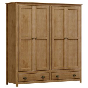 Guarda Roupa Casal 4 Portas 2 Gavetas Madeira Maciça Mazzaro F06 Freijó - Lyam Decor