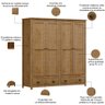 Guarda Roupa Casal 4 Portas 2 Gavetas Madeira Maciça Mazzaro F06 Freijó - Lyam Decor - 4