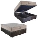 Ver imagem 1 de Cama Box Baú Casal Suede Bipartido + Colchão Ortobom Airtech Molas Ensacadas 65x138x188 Marrom