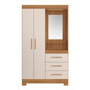 Ver imagem 3 de Guarda-Roupa Solteiro com Mini Penteadeira e Espelho Nt 6020 Freijó/Off White - Notável Móveis