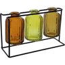 Jogo 3 Vasos Decorativo Enfeite Casa Garrafa Home&co com Suporte Metal Vidro Âmbar - 1