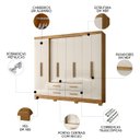 Ver imagem 3 de Guarda Roupa Casal 237cm 8 Portas Archi Freijó/off Z17 - Mpozenato