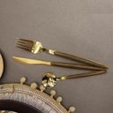 Ver imagem 2 de Faqueiro 24 Peças Cabo em Estampa de Madeira Organic Dourado