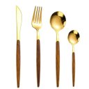 Ver imagem 1 de Faqueiro 24 Peças Cabo em Estampa de Madeira Organic Dourado