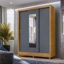 Ver imagem 1 de Guarda Roupa Bolívia 164cm 7 Portas Freijó Cinza com Espelho Moval
