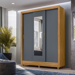 Guarda Roupa Bolívia 164cm 7 Portas Freijó Cinza com Espelho Moval - 1