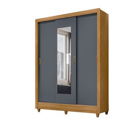Guarda Roupa Bolívia 164cm 7 Portas Freijó Cinza com Espelho Moval - 2