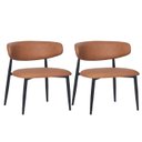 Ver imagem 1 de Cadeiras Sala Jantar Estofadas Courino ou Linho Pés Aço 2un Cor:caramelo com Preto