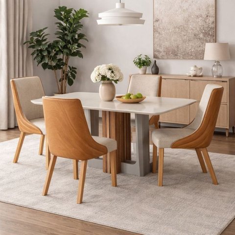 Conjunto Jantar 4 Lugares 1,20m Off Tifany - Arbo Design