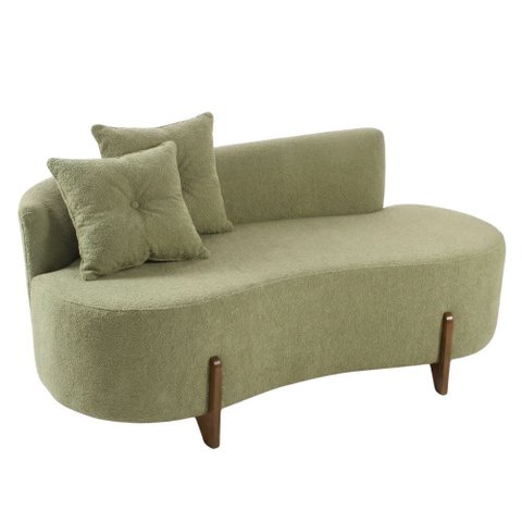 Sofá Orgânico C/2 Almofadas 1,40 Cm Curvo Sala Recepção Luna Boucle Verde - Montanaris Decor