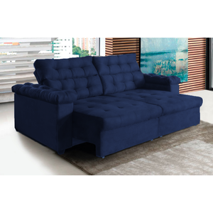 Sofá New Austrália Retrátil Reclinável 2 metros Suede Azul – Sofá na Web.