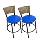 Ver imagem 2 de Kit 2 Banquetas Baixa de Cozinha Encosto Junco