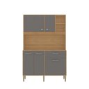 Ver imagem 2 de Armário de Cozinha 5 Portas 1 Gaveta com Nicho Liv Freijó/Gris