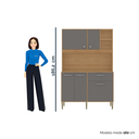Ver imagem 5 de Armário de Cozinha 5 Portas 1 Gaveta com Nicho Liv Freijó/Gris