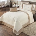 Ver imagem 1 de Kit Edredom Bordado Flora Queen 5 Peças Palha/bege