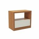 Ver imagem 7 de Kit Quarto Cama + 2 Mesa de Cabeceira + Cabeceira 3,0m Mdf Cor: Off White com Freijó