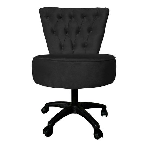 Poltrona Decorativa Royal Capitone Base Giratória Slk Decor Preto